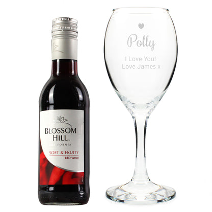Personalised Red Wine & Heart Wine Glass Set - Personalise It!