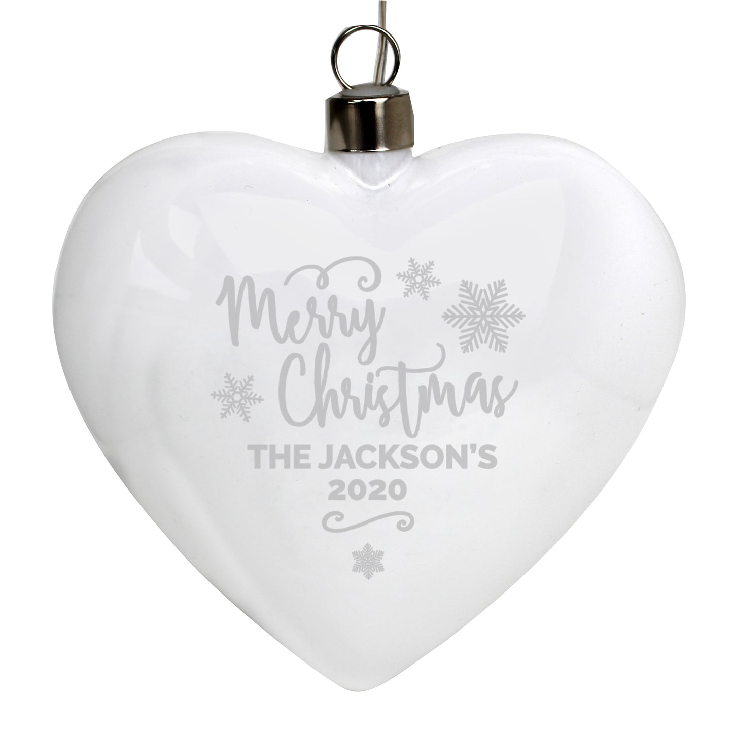 Personalised Merry Christmas LED Hanging Glass Heart - Personalise It!
