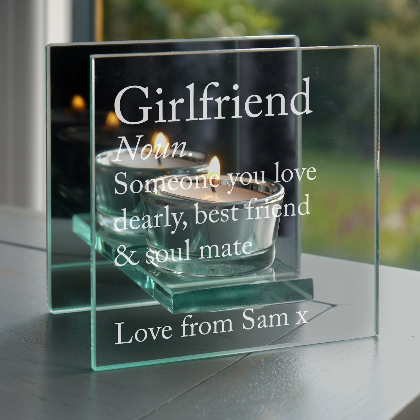Personalised Definition Mirrored Glass Tea Light Candle Holder - Personalise It!