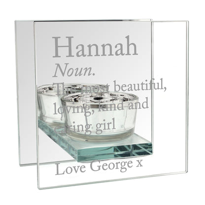 Personalised Definition Mirrored Glass Tea Light Candle Holder - Personalise It!