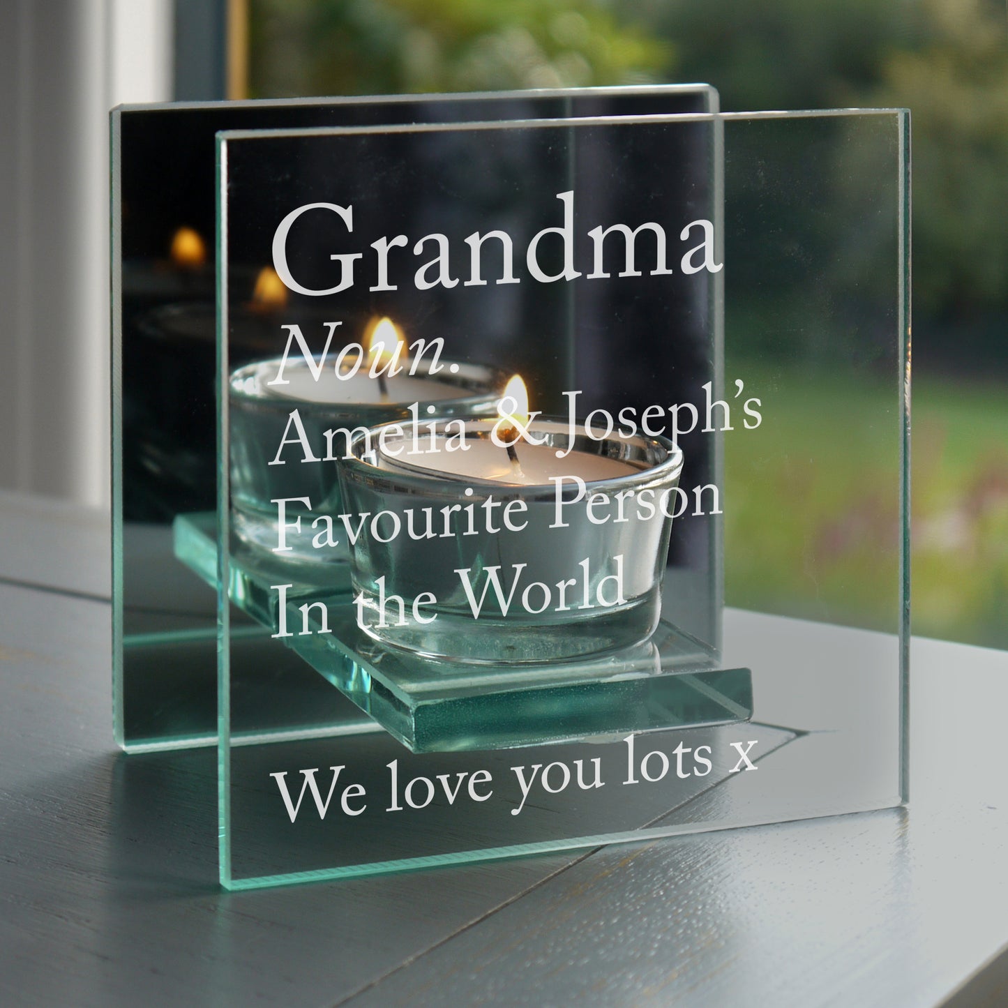 Personalised Definition Mirrored Glass Tea Light Candle Holder - Personalise It!