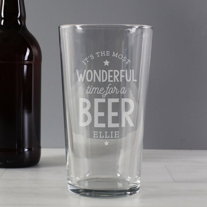 Personalised Wonderful Time For A Beer Pint Glass - Personalise It!