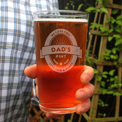 Personalised Beer Label Father's Day Pint Glass - Personalise It!