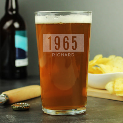 Personalised Name & Date Father's Day Pint Glass - Personalise It!