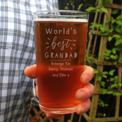 Personalised World's Best Father's Day Pint Glass - Personalise It!