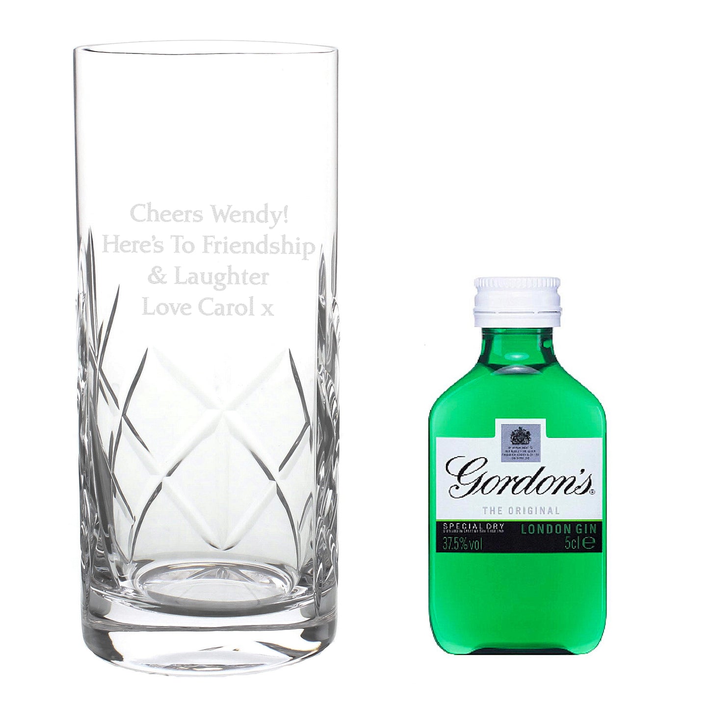 Personalised Cut Crystal & Gin Gift Set - Personalise It!