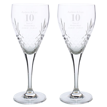 Personalised Anniversary Pair of Crystal Wine Glasses - Personalise It!