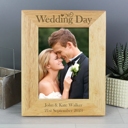Personalised Wedding Day 5x7 Wooden Photo Frame - Personalise It!