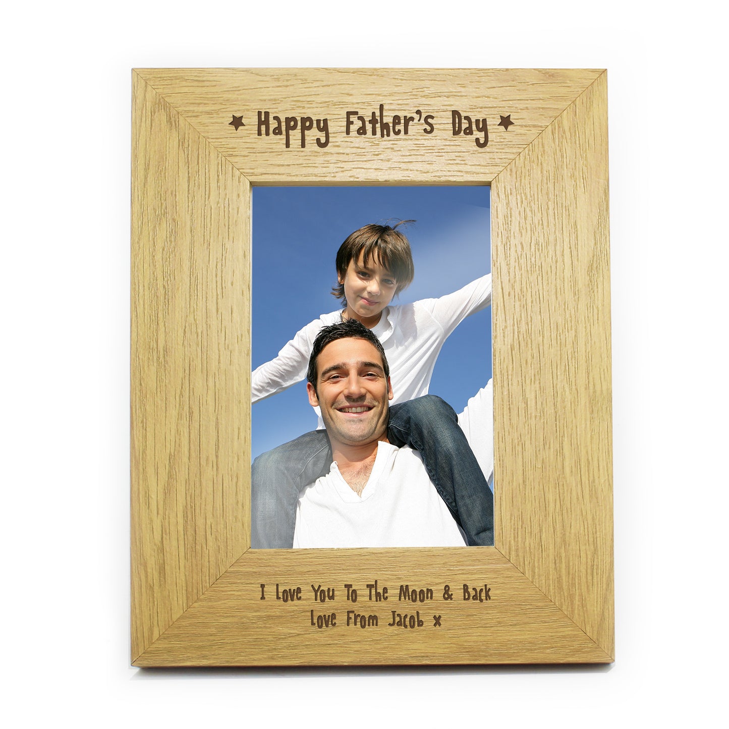 Personalised Oak Finish 4x6 Happy Fathers Day Photo Frame - Personalise It!