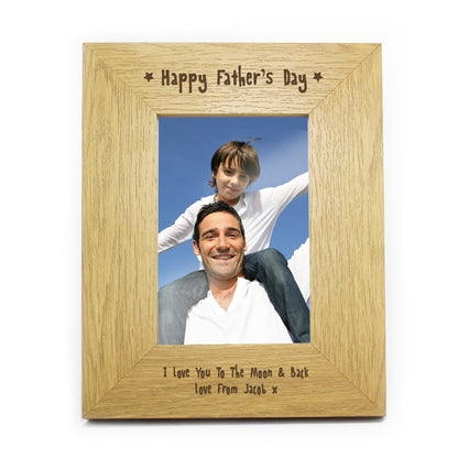Personalised Oak Finish 4x6 Happy Fathers Day Photo Frame - Personalise It!