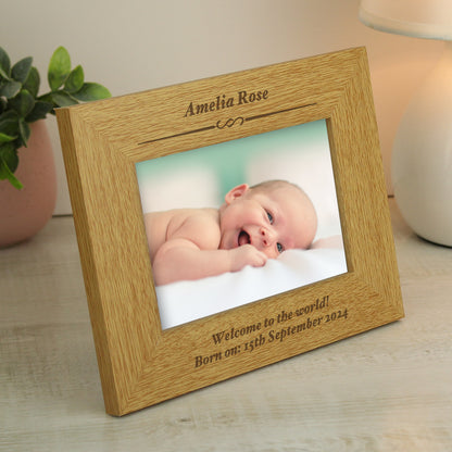 Personalised Formal 6x4 Landscape Oak Finish Photo Frame - Personalise It!
