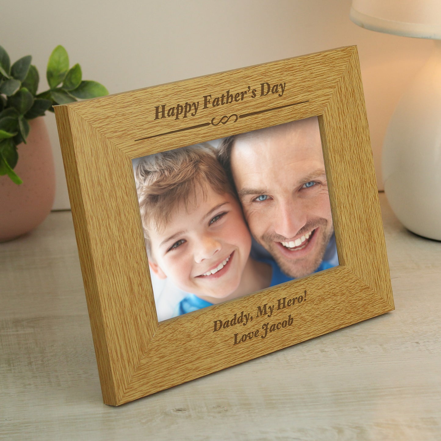 Personalised Formal 6x4 Landscape Oak Finish Photo Frame - Personalise It!