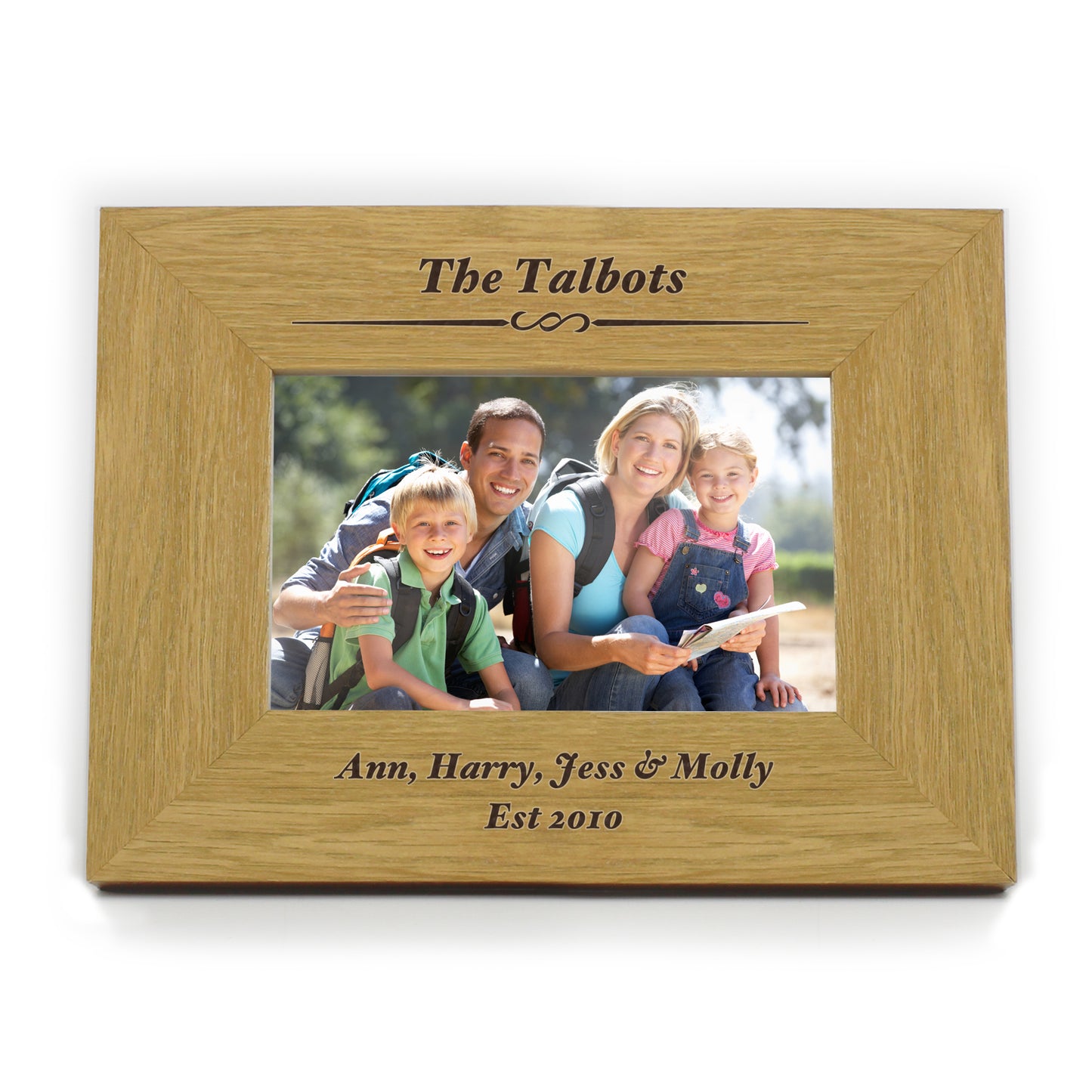 Personalised Formal 6x4 Landscape Oak Finish Photo Frame - Personalise It!