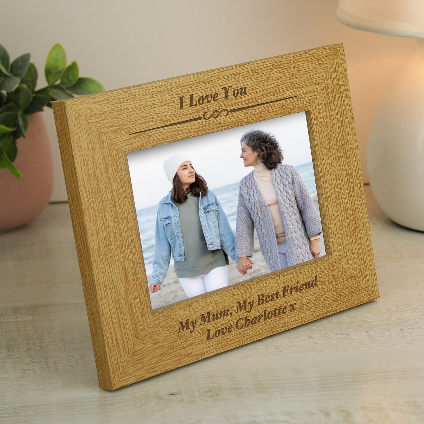 Personalised Formal 6x4 Landscape Oak Finish Photo Frame - Personalise It!
