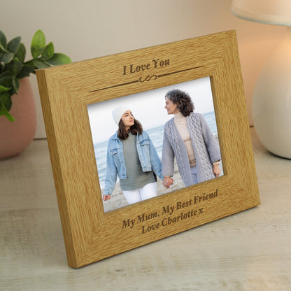 Personalised Formal 6x4 Landscape Oak Finish Photo Frame - Personalise It!