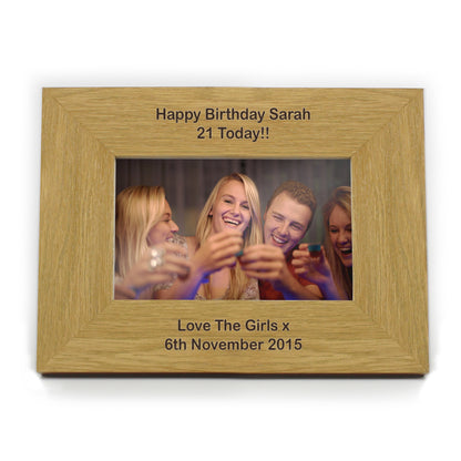 Personalised Long Message 6x4 Landscape Oak Finish Photo Frame - Personalise It!