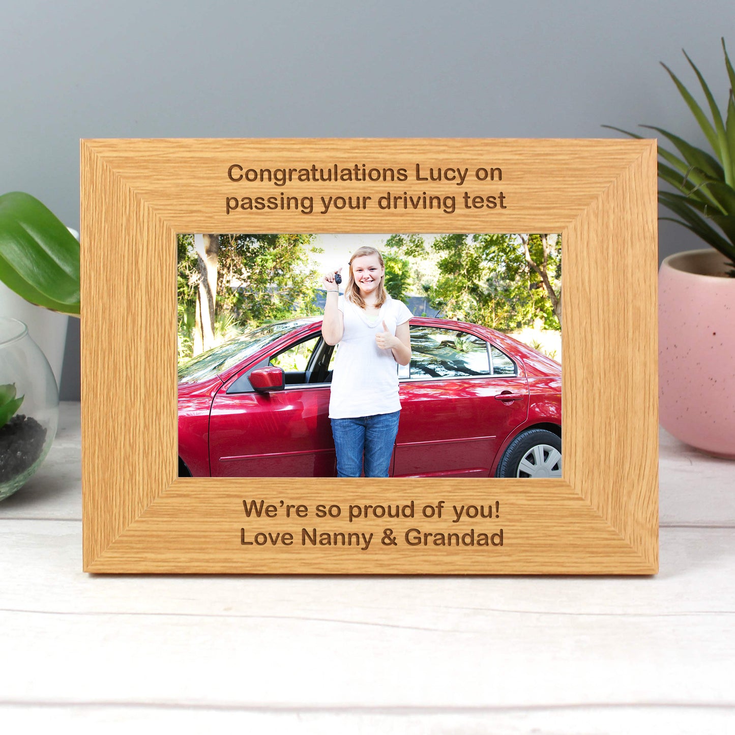 Personalised Long Message 6x4 Landscape Oak Finish Photo Frame - Personalise It!