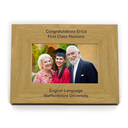 Personalised Long Message 6x4 Landscape Oak Finish Photo Frame - Personalise It!