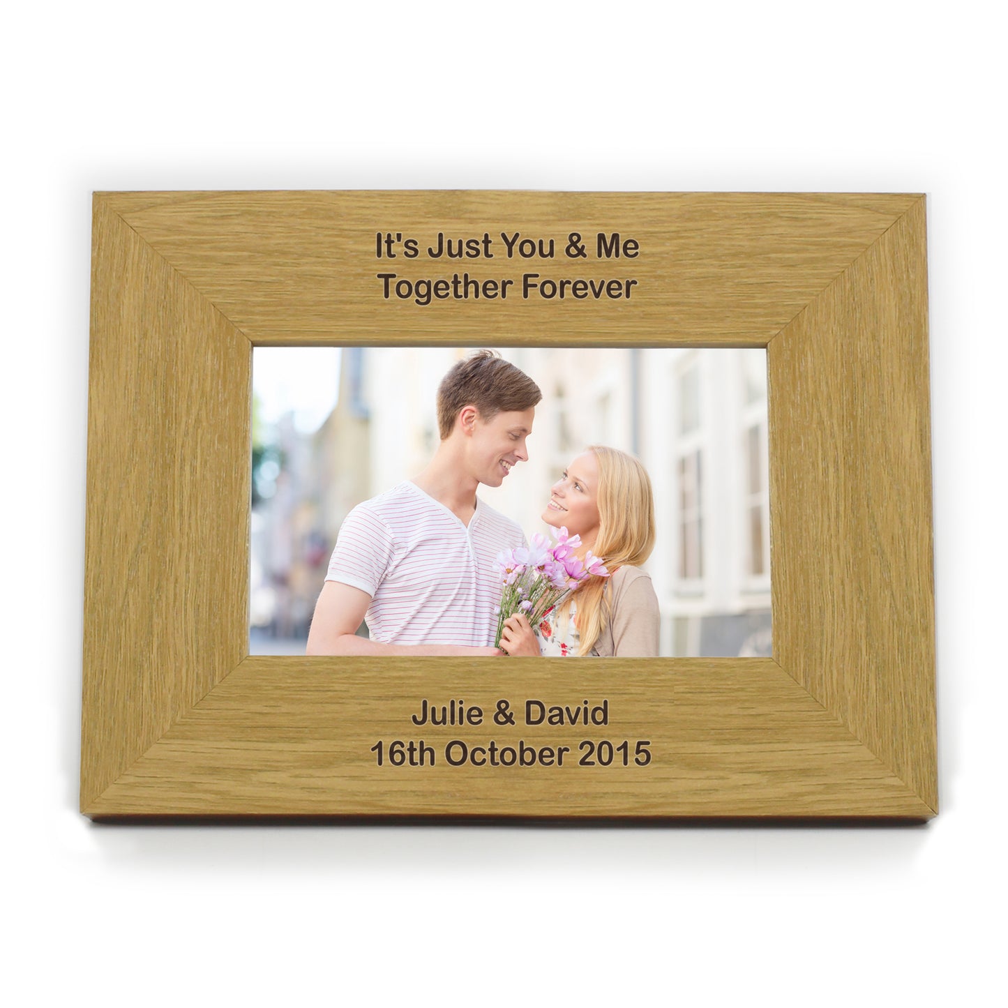 Personalised Long Message 6x4 Landscape Oak Finish Photo Frame - Personalise It!