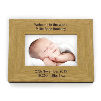 Personalised Long Message 6x4 Landscape Oak Finish Photo Frame - Personalise It!