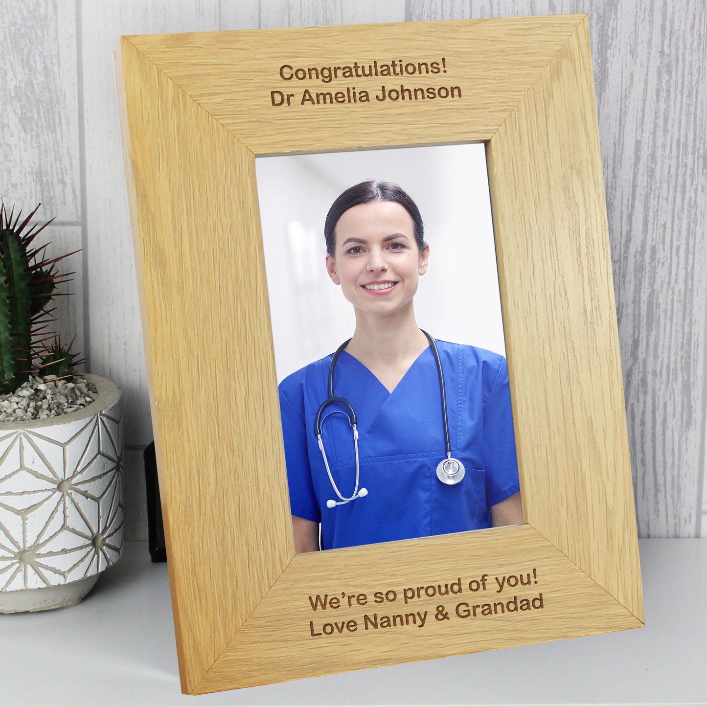 Personalised Long Message 4x6 Oak Finish Photo Frame - Personalise It!