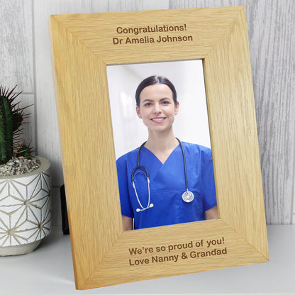 Personalised Long Message 4x6 Oak Finish Photo Frame - Personalise It!