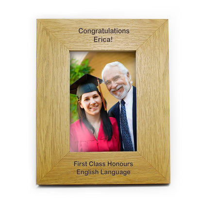Personalised Long Message 4x6 Oak Finish Photo Frame - Personalise It!