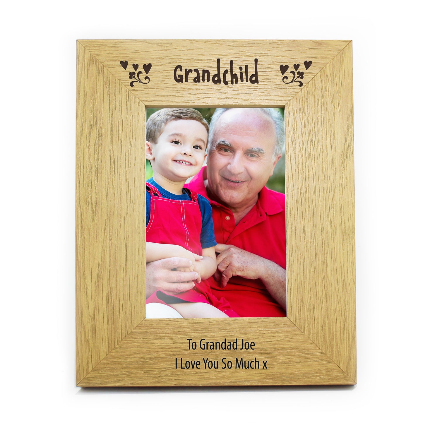Personalised Oak Finish 4x6 Grandchild Photo Frame - Personalise It!