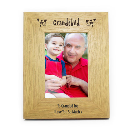 Personalised Oak Finish 4x6 Grandchild Photo Frame - Personalise It!