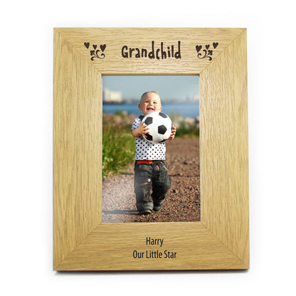 Personalised Oak Finish 4x6 Grandchild Photo Frame - Personalise It!