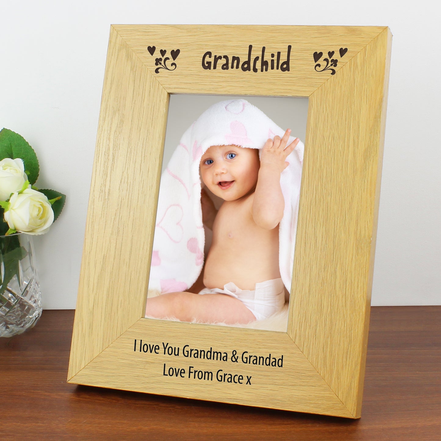 Personalised Oak Finish 4x6 Grandchild Photo Frame - Personalise It!