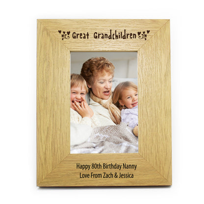 Personalised Great Grandchildren 4x6 Oak Finish Photo Frame - Personalise It!