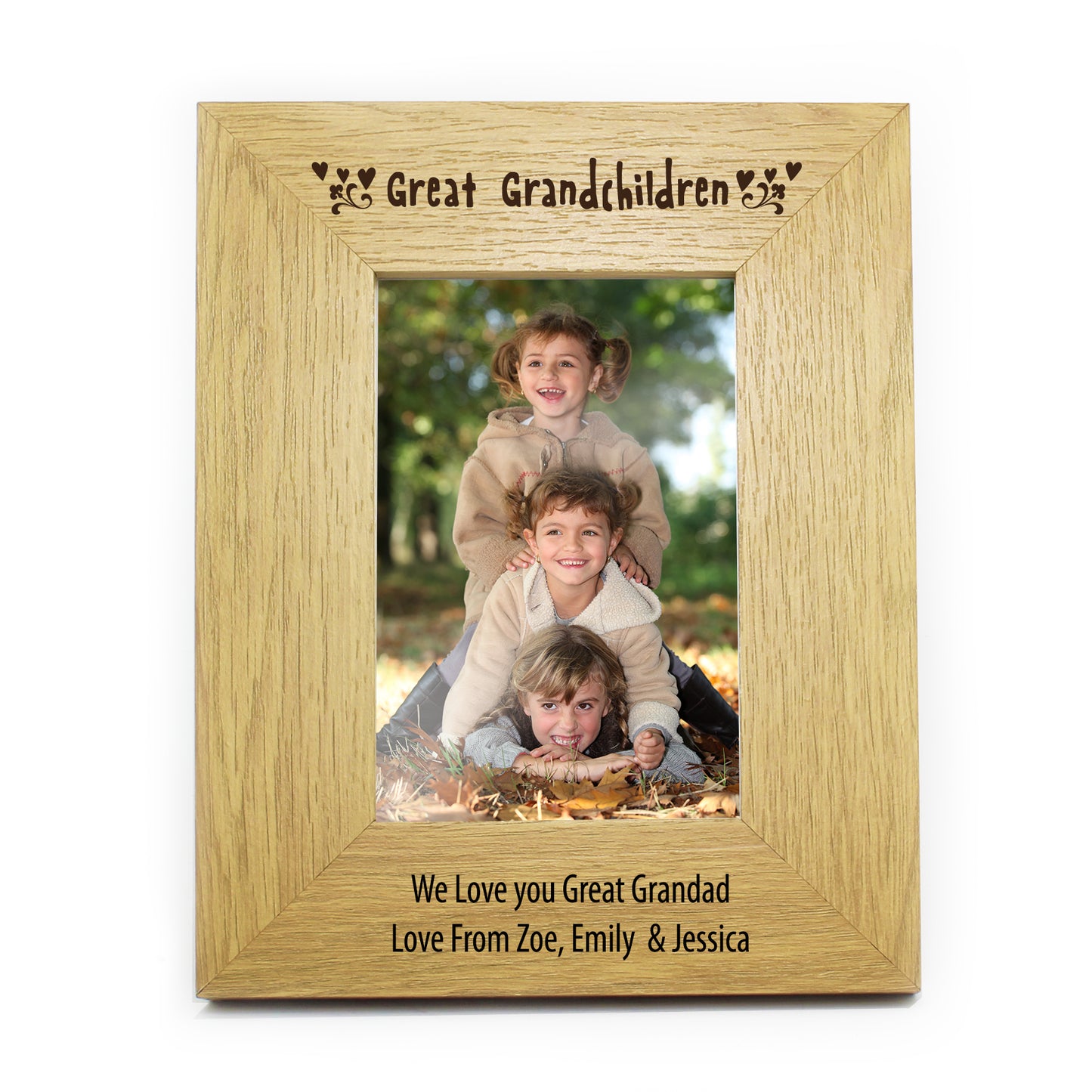 Personalised Great Grandchildren 4x6 Oak Finish Photo Frame - Personalise It!