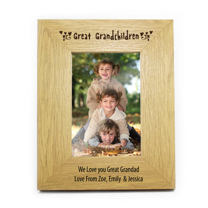 Personalised Great Grandchildren 4x6 Oak Finish Photo Frame - Personalise It!