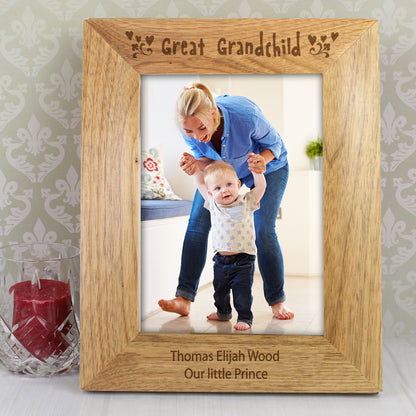 Personalised Great Grandchild 5x7 Wooden Photo Frame - Personalise It!