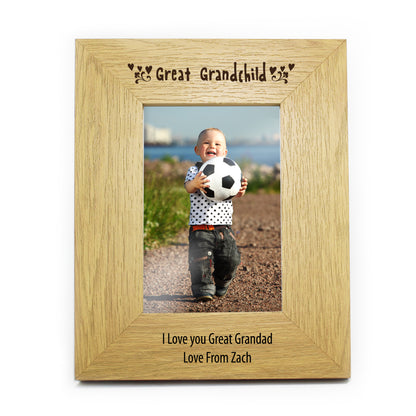 Personalised Oak Finish 4x6 Great Grandchild Photo Frame - Personalise It!