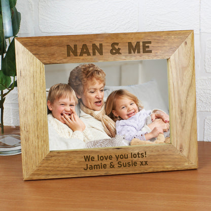 Personalised Bold Text 7x5 Landscape Wooden Photo Frame - Personalise It!