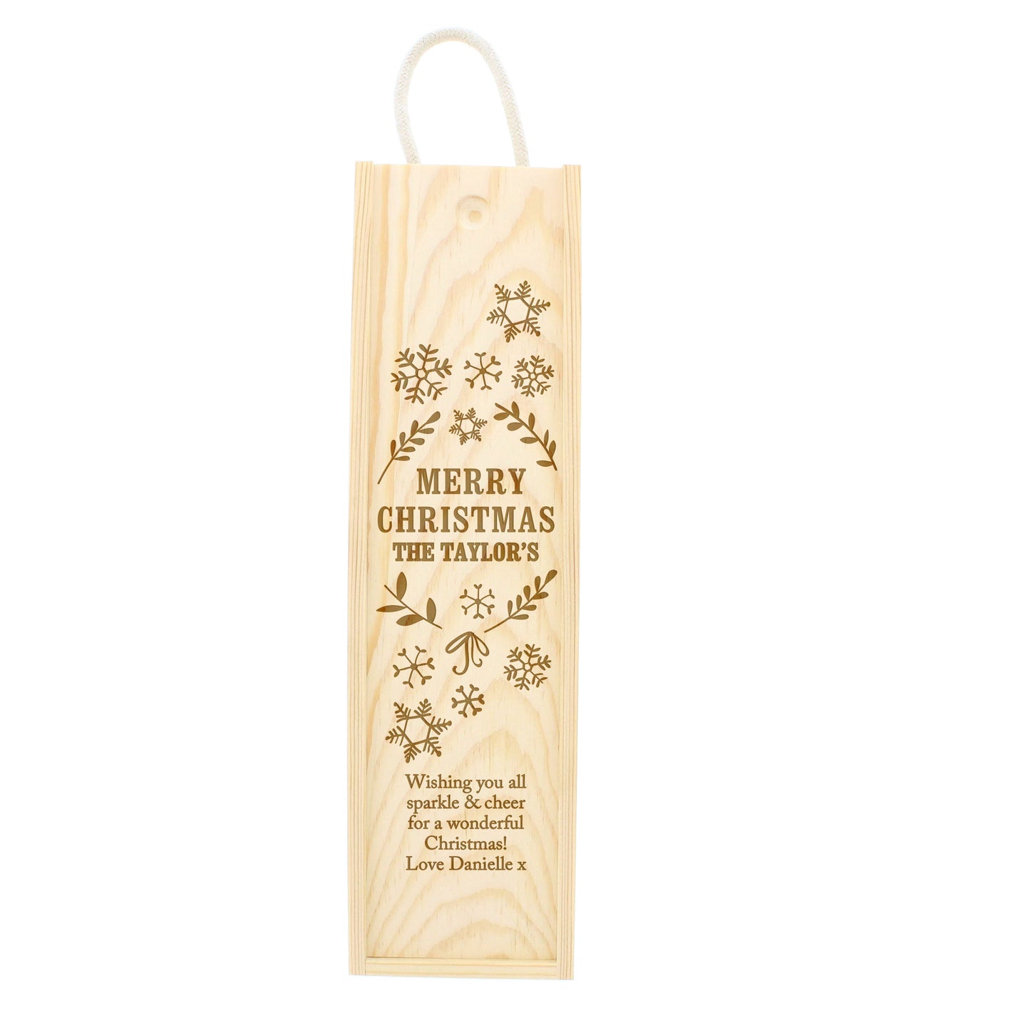 Personalised Christmas Frost Wooden Wine Bottle Box - Personalise It!