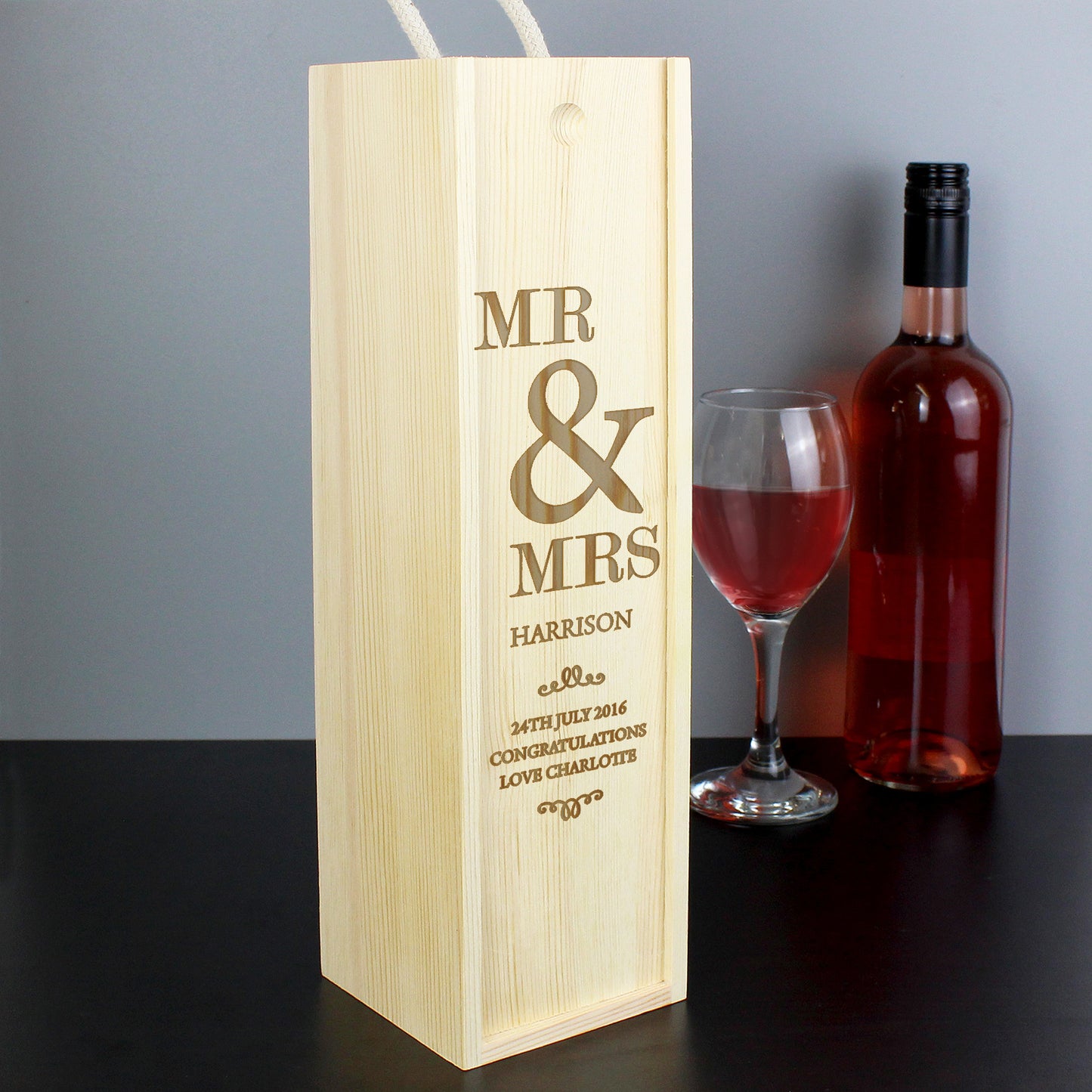 Personalised Couples Wooden Wine Bottle Box - Personalise It!