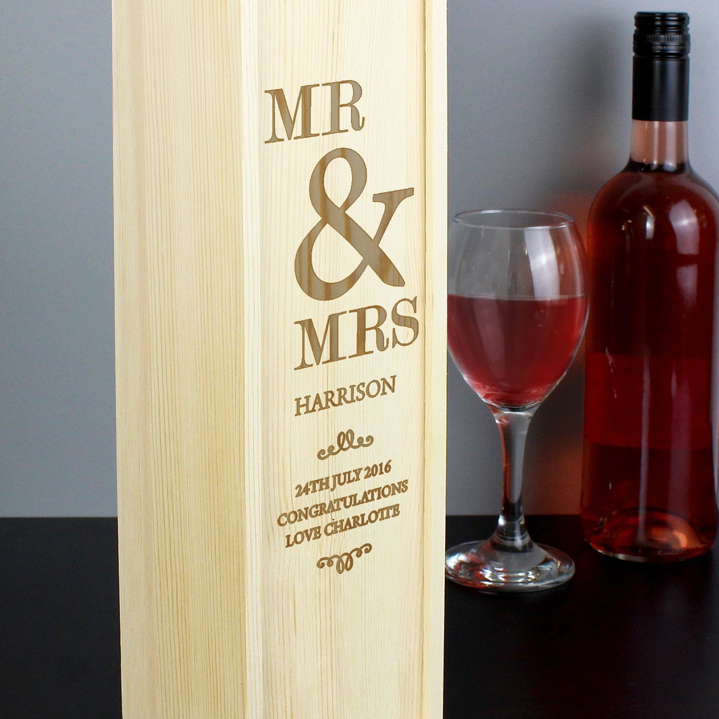 Personalised Couples Wooden Wine Bottle Box - Personalise It!