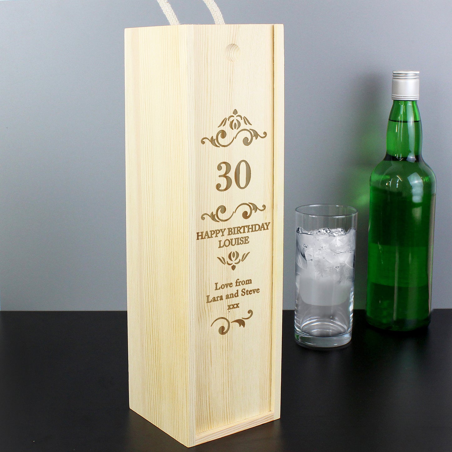 Personalised Elegant Number Wooden Wine Bottle Box - Personalise It!