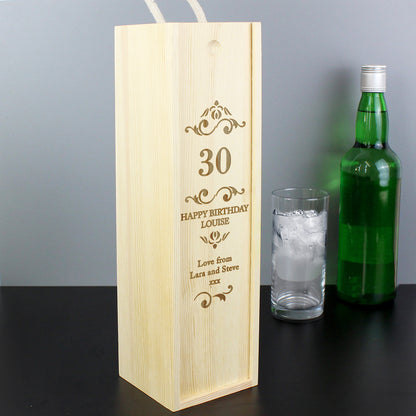 Personalised Elegant Number Wooden Wine Bottle Box - Personalise It!