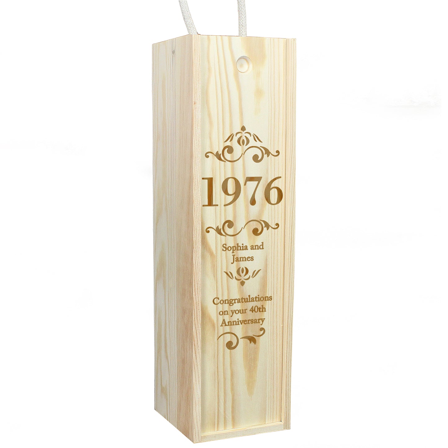 Personalised Elegant Number Wooden Wine Bottle Box - Personalise It!