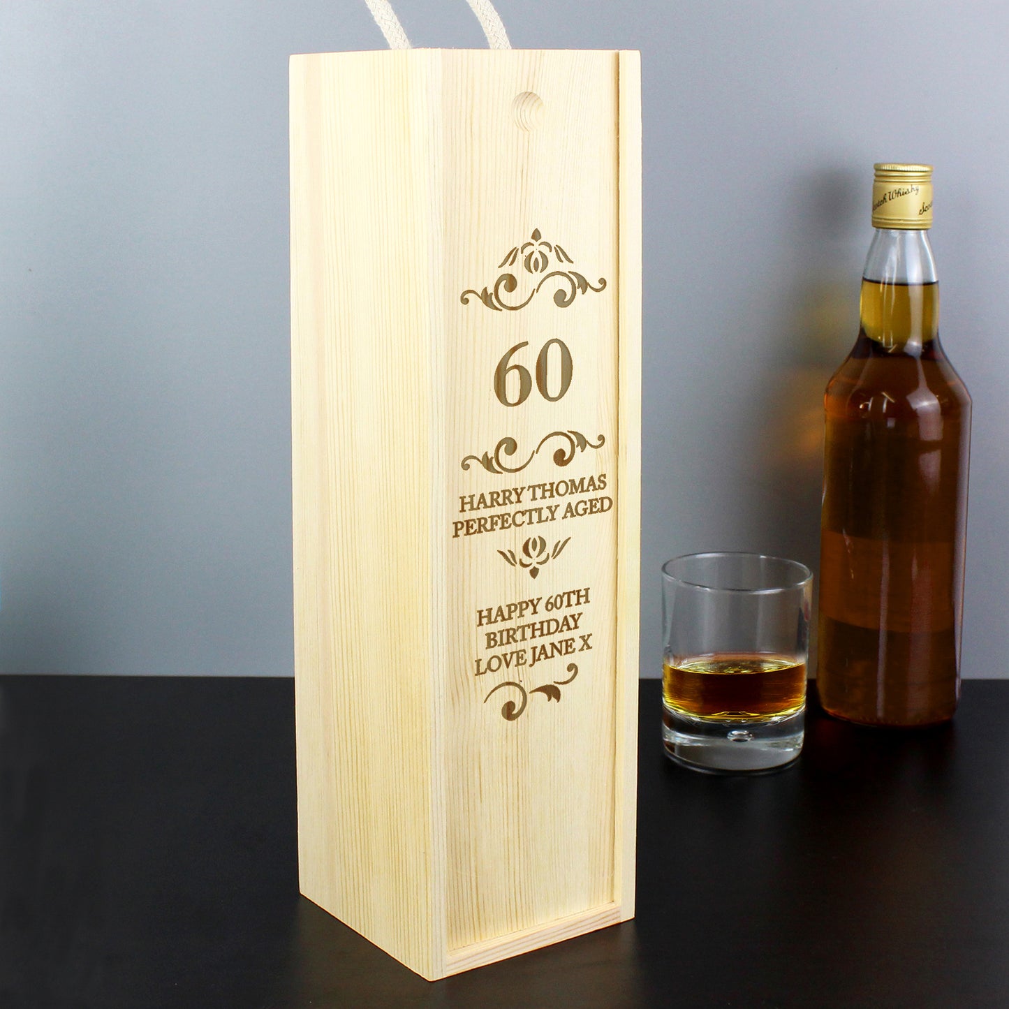 Personalised Elegant Number Wooden Wine Bottle Box - Personalise It!
