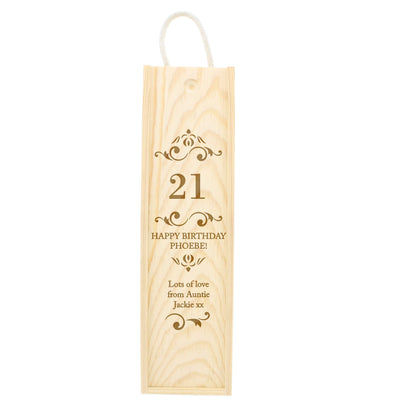 Personalised Elegant Number Wooden Wine Bottle Box - Personalise It!