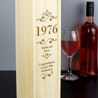 Personalised Elegant Number Wooden Wine Bottle Box - Personalise It!