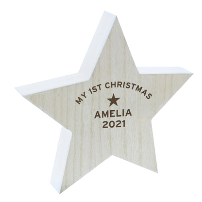 Personalised Rustic Wooden Star Decoration - Personalise It!