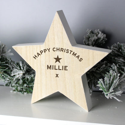 Personalised Rustic Wooden Star Decoration - Personalise It!
