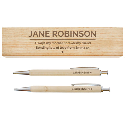 Personalised Classic Wooden Pen & Pencil Box Set - Personalise It!