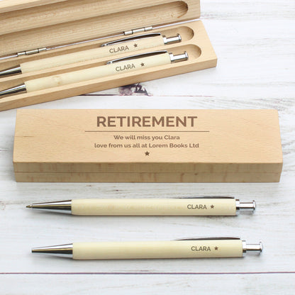 Personalised Classic Wooden Pen & Pencil Box Set - Personalise It!